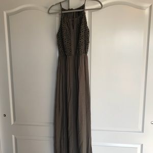 Army green maxi dress with detailed top